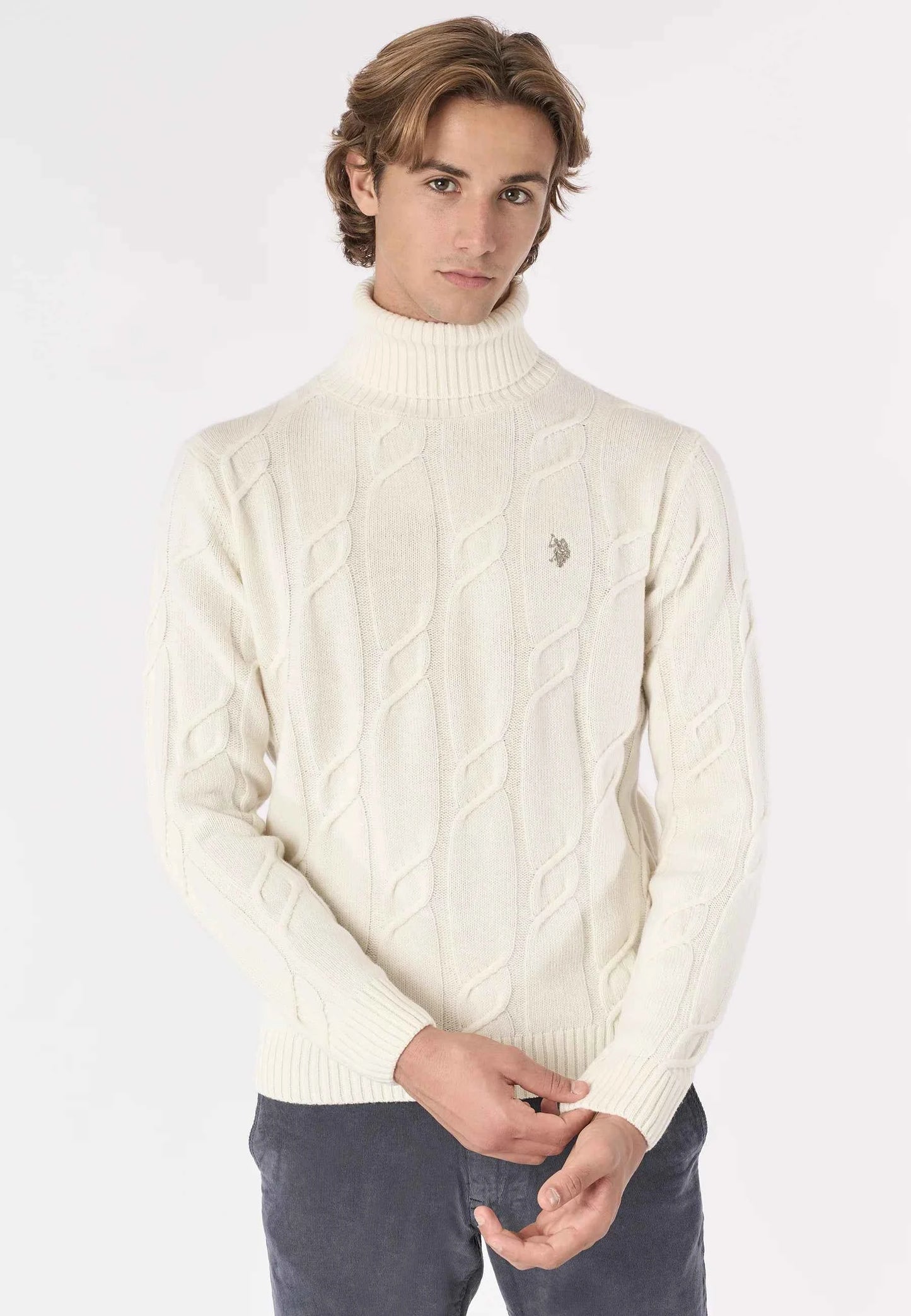 US POLO ASSN | Maglia dolcevita lavorazione a treccia misto lana