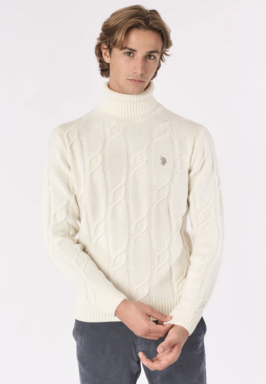 US POLO ASSN | Maglia dolcevita lavorazione a treccia misto lana