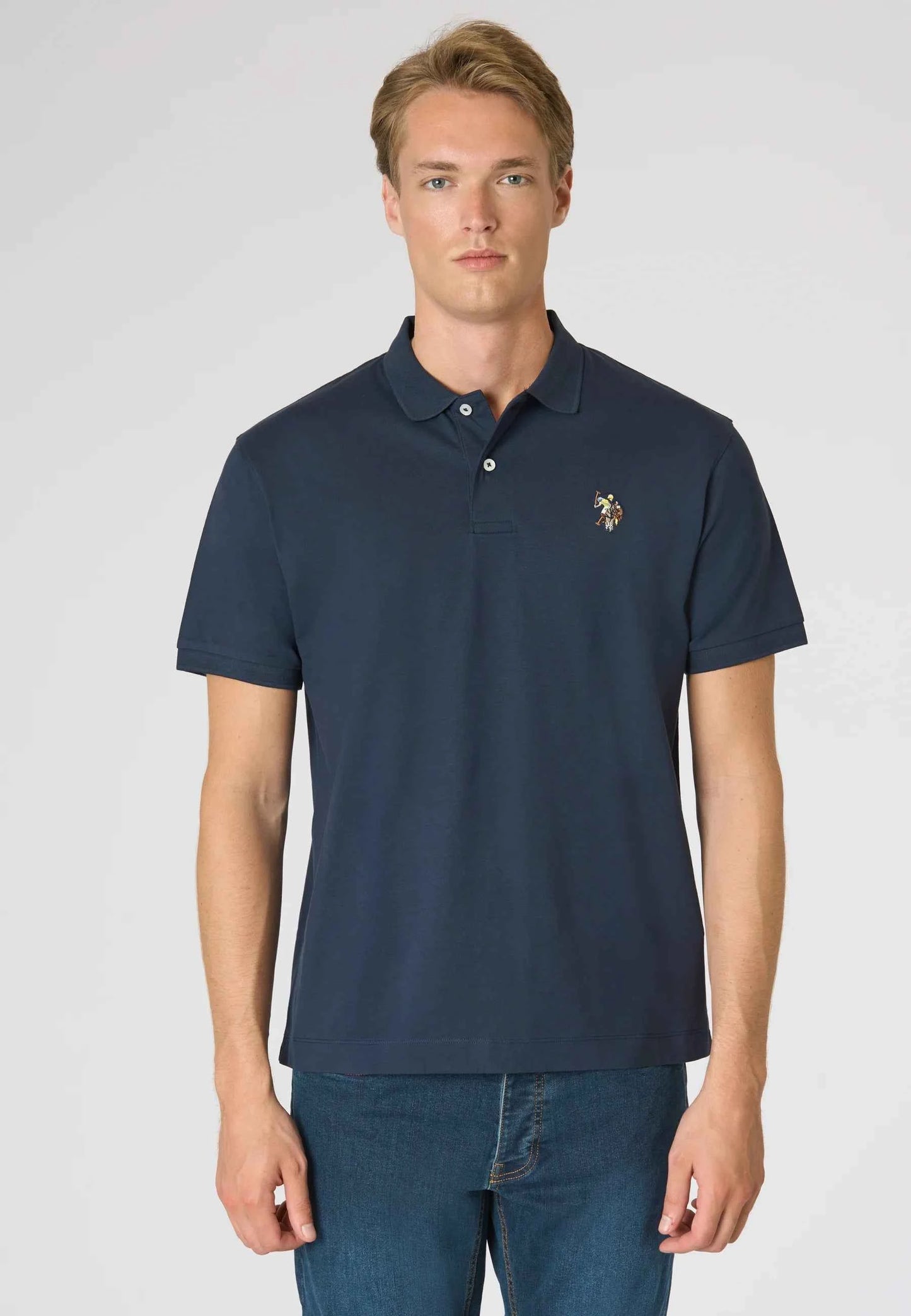US POLO ASSN | Polo uomo in cotone jersey con logo colorato CUST