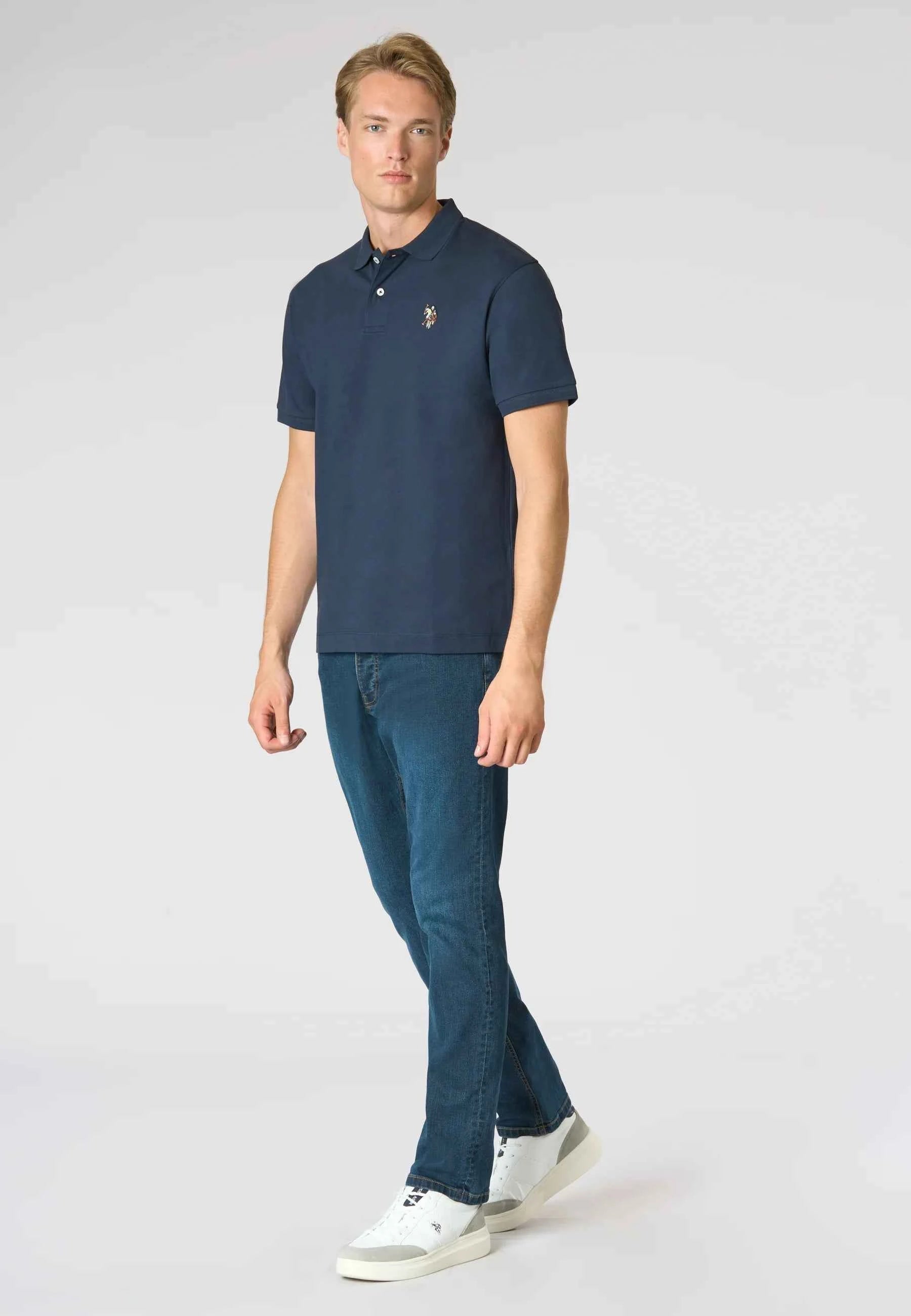US POLO ASSN | Polo uomo in cotone jersey con logo colorato CUST