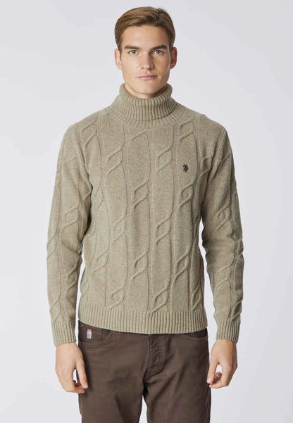 US POLO ASSN | Maglia dolcevita lavorazione a treccia misto lana