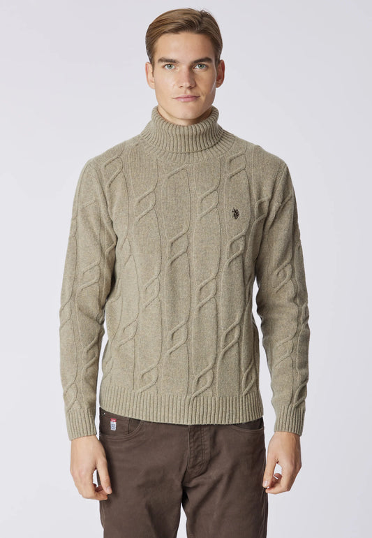 US POLO ASSN | Maglia dolcevita lavorazione a treccia misto lana