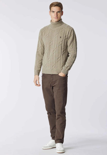 US POLO ASSN | Maglia dolcevita lavorazione a treccia misto lana