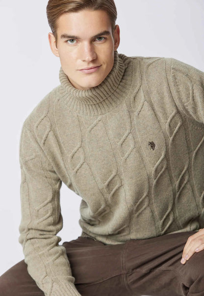 US POLO ASSN | Maglia dolcevita lavorazione a treccia misto lana