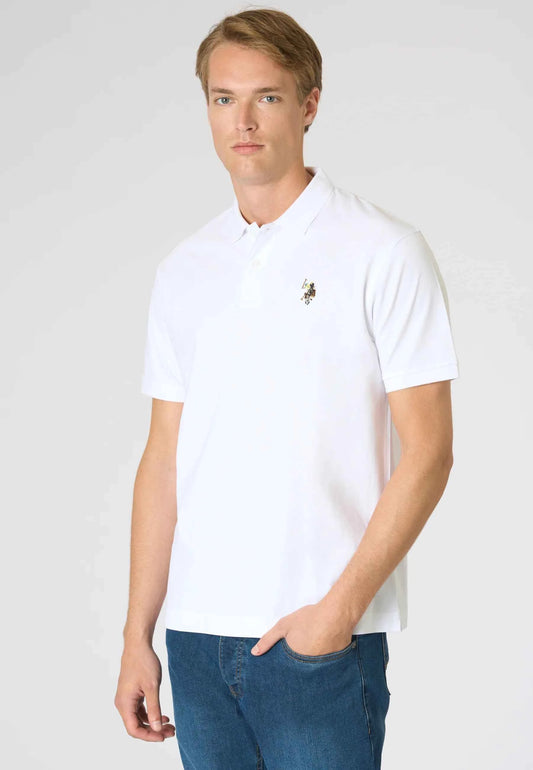 US POLO ASSN | Polo uomo in cotone jersey con logo colorato CUST