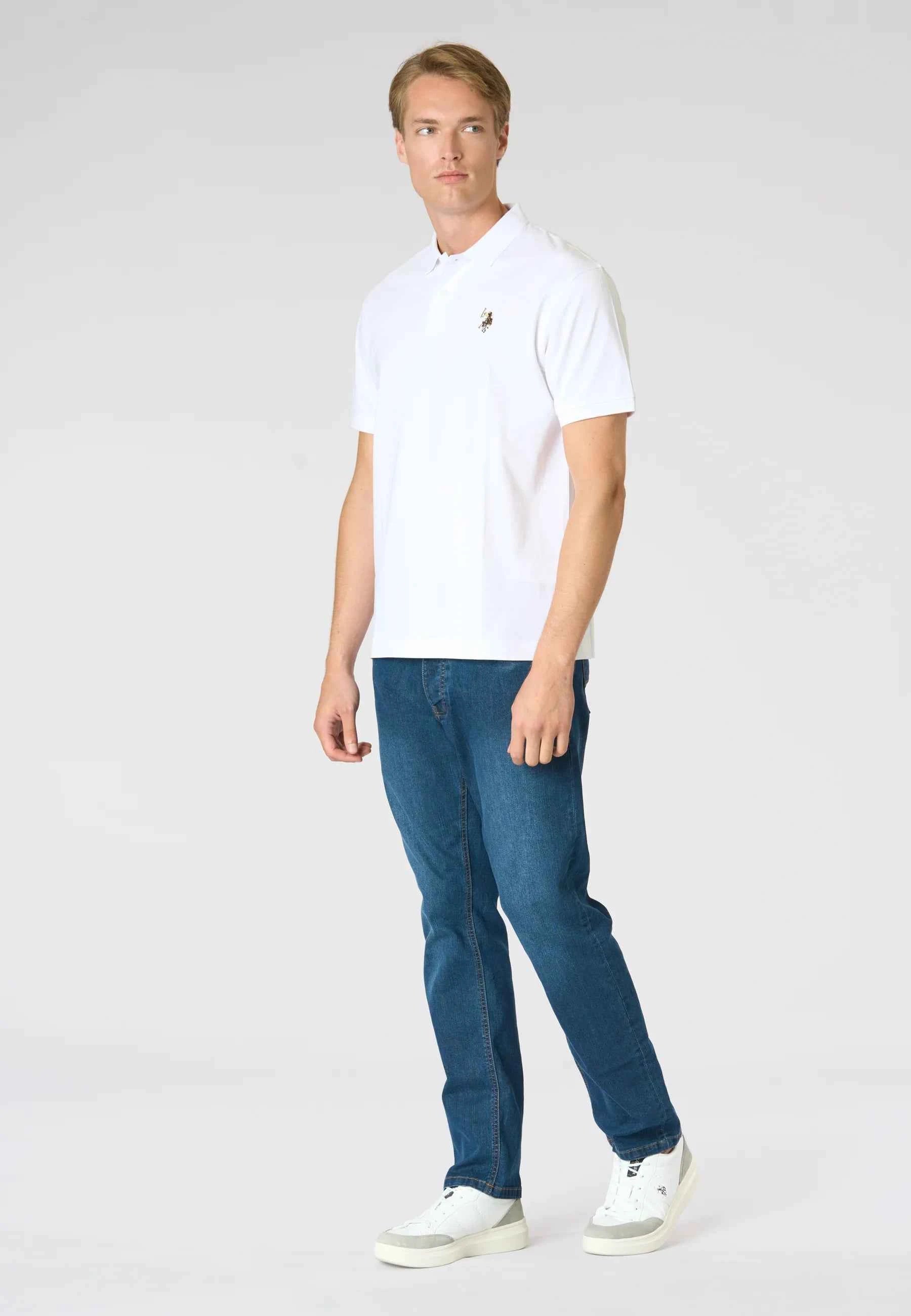 US POLO ASSN | Polo uomo in cotone jersey con logo colorato CUST