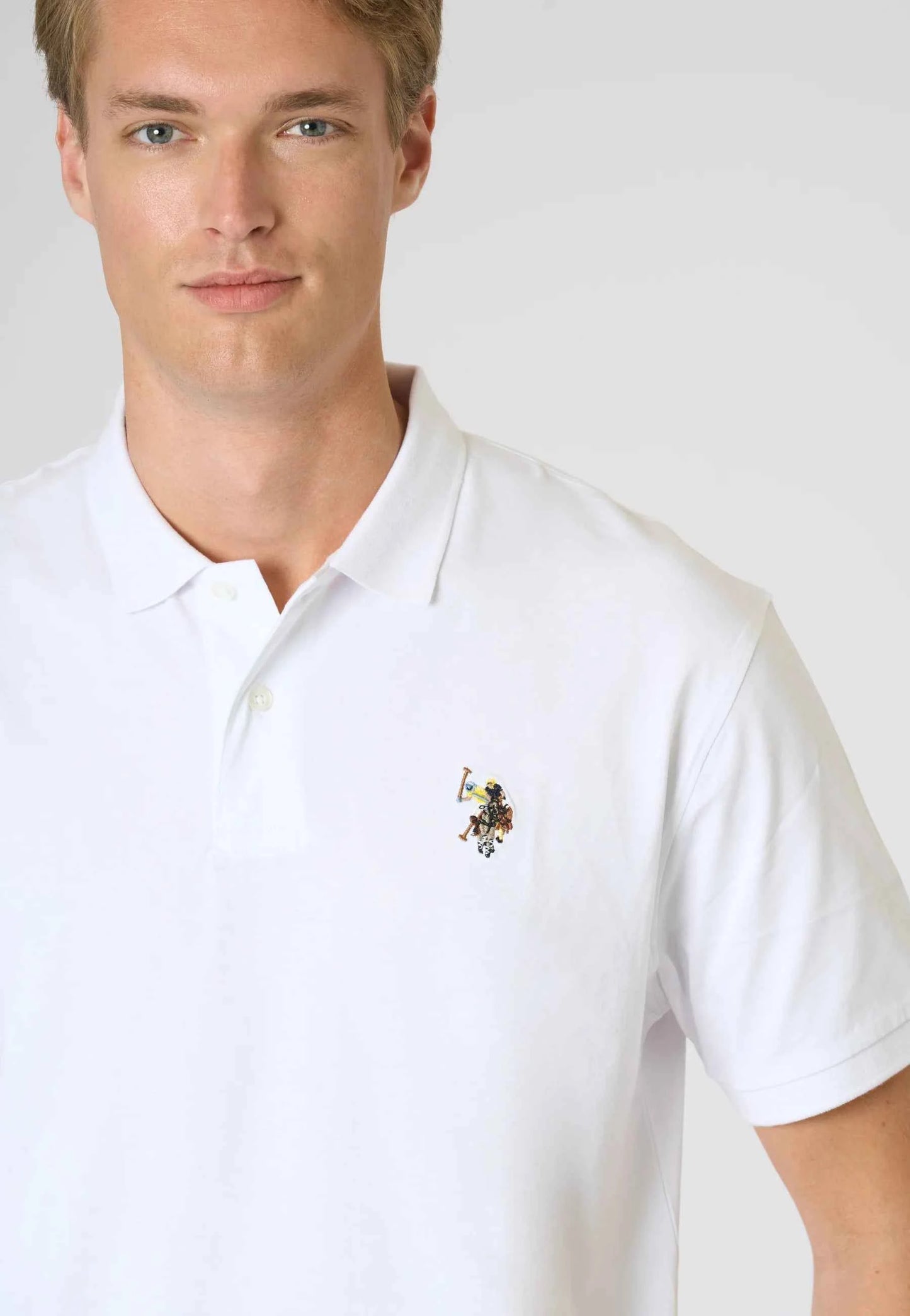 US POLO ASSN | Polo uomo in cotone jersey con logo colorato CUST