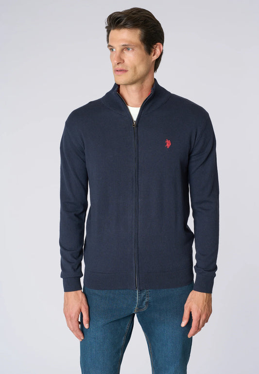 US POLO ASSN | Maglia cotone e cashmere collo a lupetto e chiusura zip