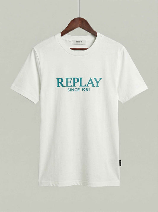 REPLAY | T-shirt in jersey con logo in rilievo