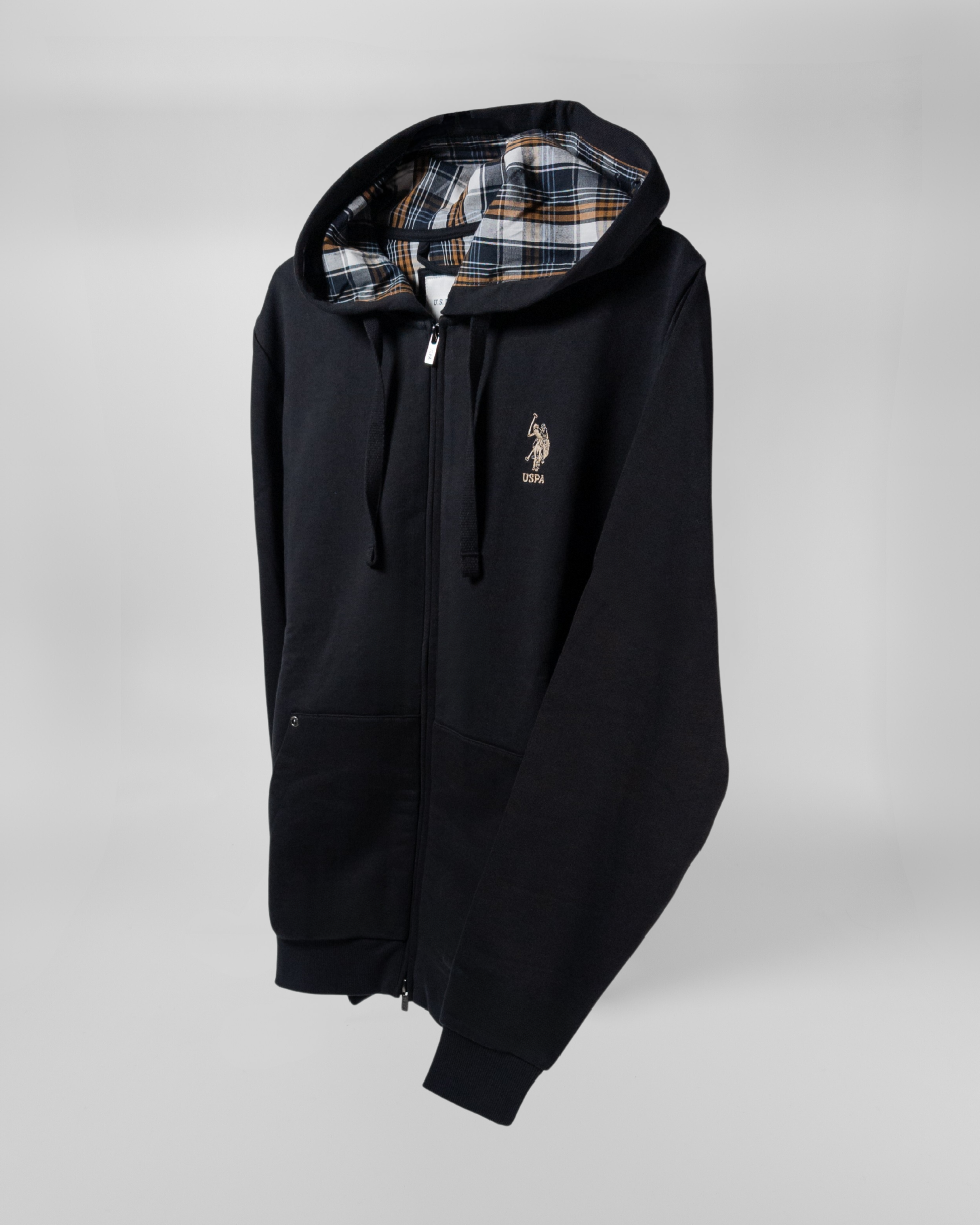 US POLO ASSN | Felpa in cotone con cappuccio tartan e zip - Proposta Legend